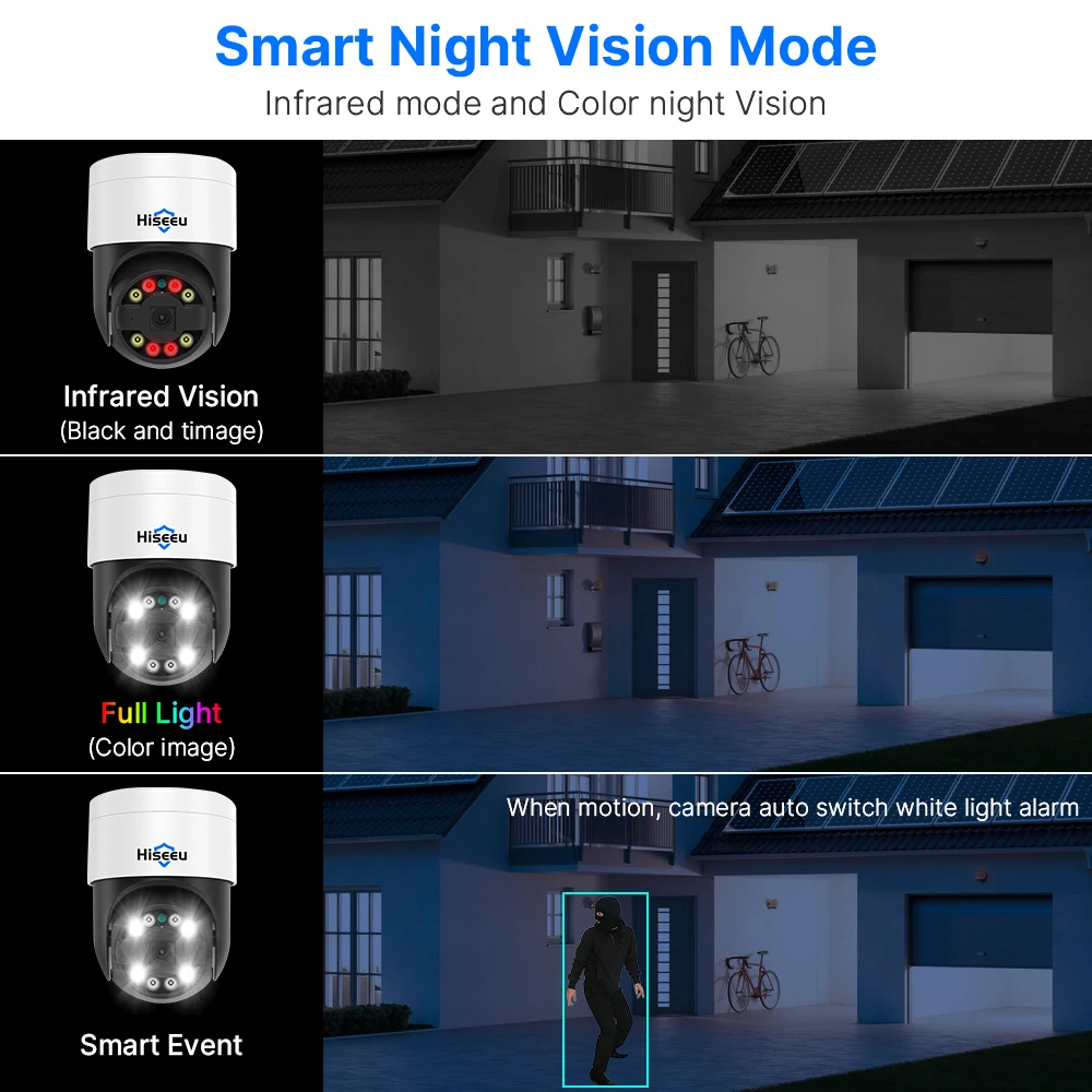 Hiseeu-Caméra de vidéosurveillance IP POE, 4K, 2K, 8 MP, 4MP, extérieur, rue, PTZ, document de mouvement numérique, audio nocturne pour ensemble de système de vidéosurveillance NVR