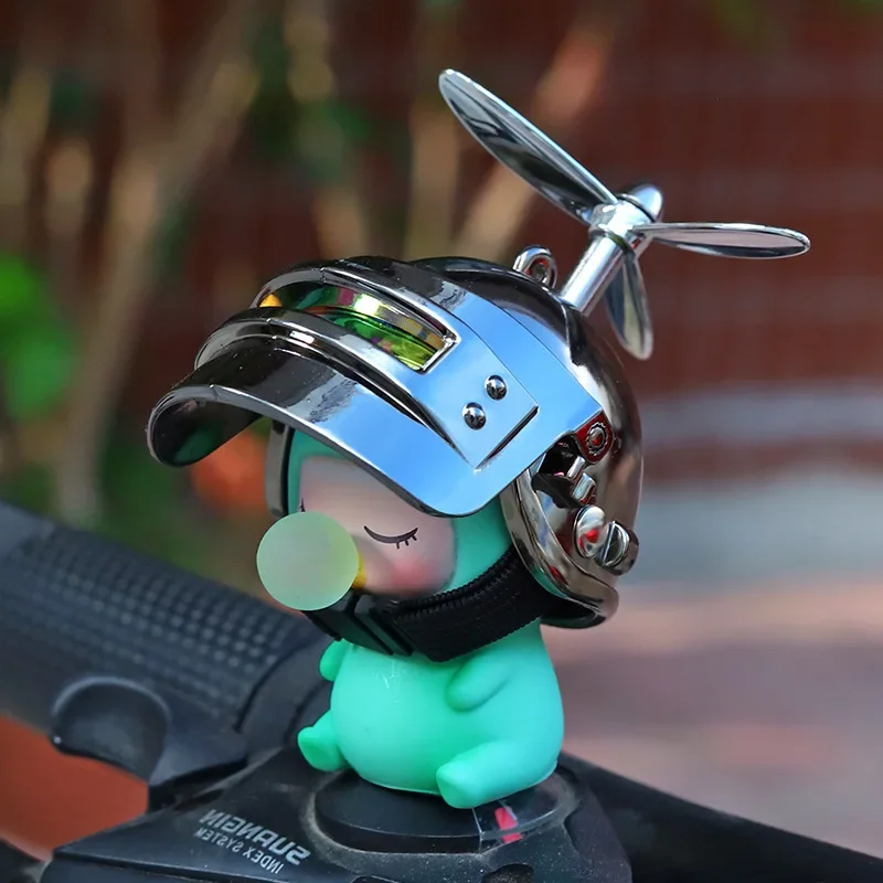 AliExpress Motorcycle Bicycle Ornament Cycling Cute Cartoon Adult Child with Helmet Airscrew Bike Decoration