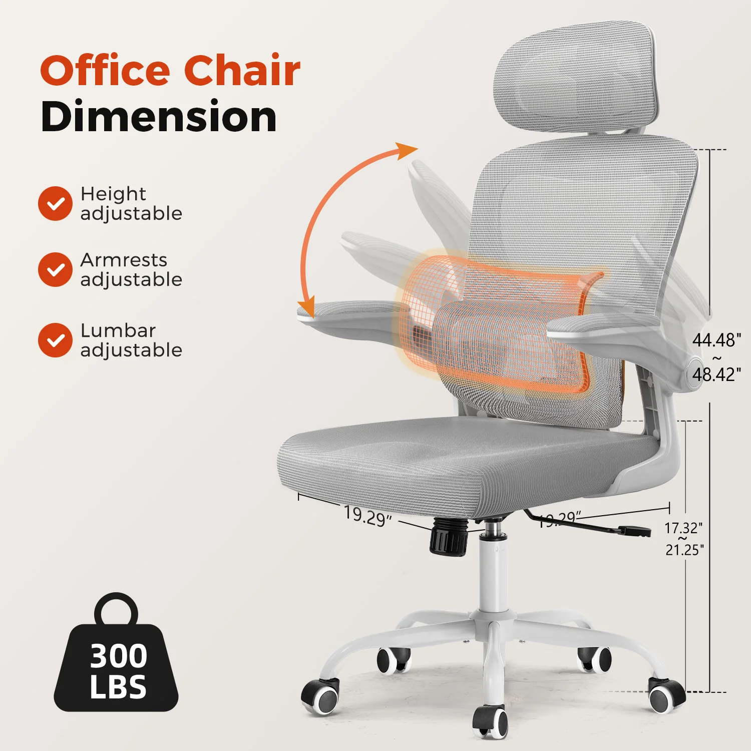 Comhoma Office Chair Ergonomic Desk Chair with Flip-Up Armrests, 3D Headrest Executive Desk Chair Comfy