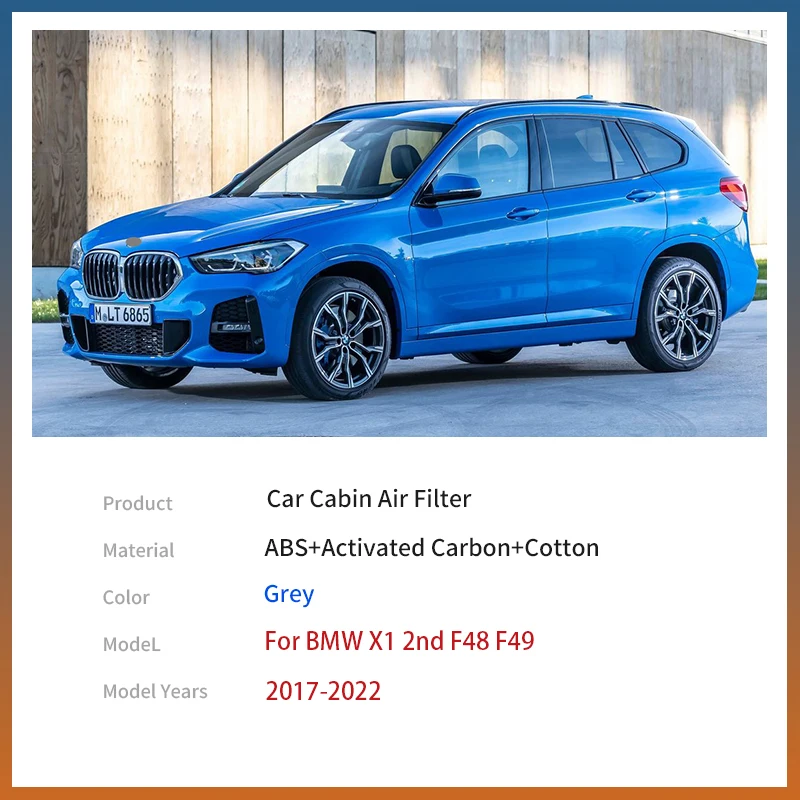 For BMW X1 2nd F48 F49 2017~2022 2018 Accessories Car Pollen Cabin Air Filter Includes Activated Carbon 64119321875 64116823726