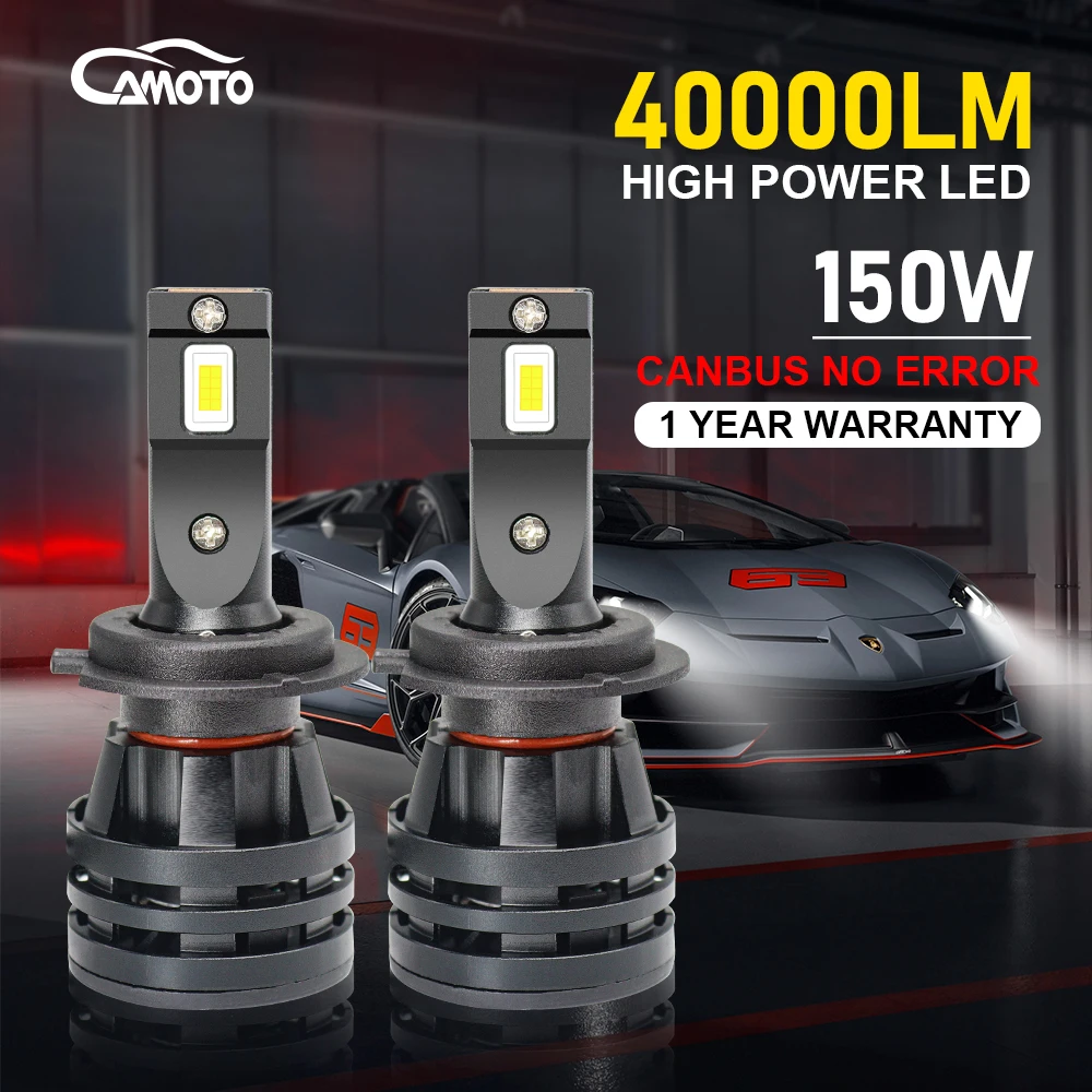 CAMOTO Mini Size 150W H7 H4 H11 LED CANBUS Lamp 9005 HB3 9006 HB4 H8 H9 9012 Car LED Headlight Bulb 20000LM 12V Auto Headlamp