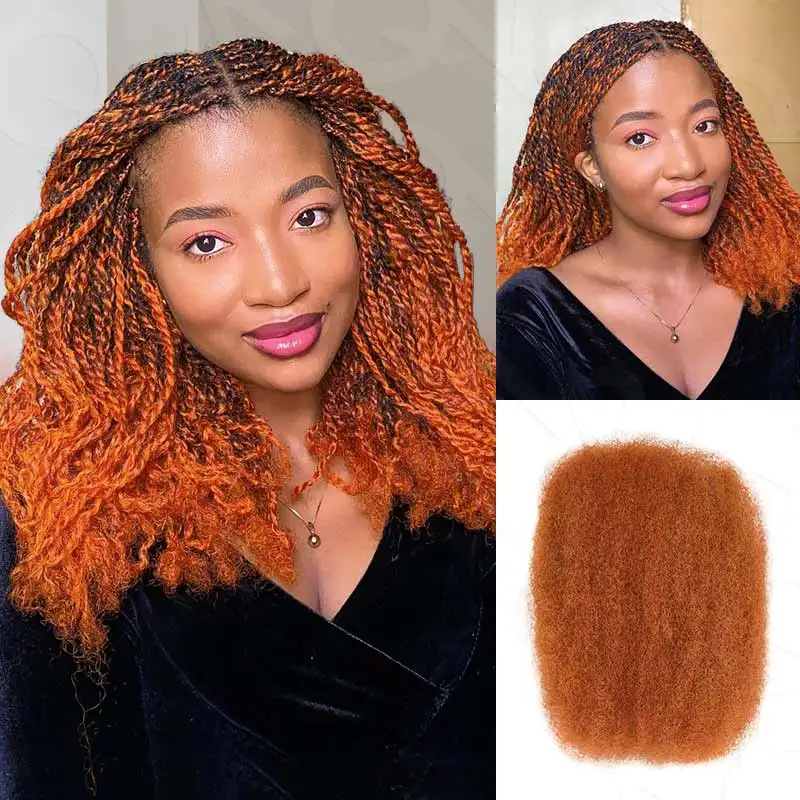 Estensioni arancione zenzero Remy peruviano afro crespo capelli umani sfusi per intrecciare capelli umani sfusi di colore naturale per intrecciare