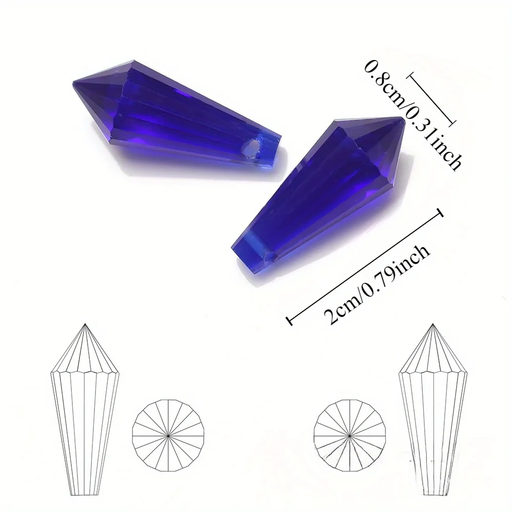 20 قطعة ألوان 20 مللي متر خرز مخروطي كريستالي زجاجي ، خرز قطرة جليدية لصنع المجوهرات بنفسك ، خرز مدبب زجاجي في صينية تخزين #4