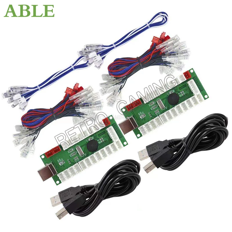 Bộ Máy Arcade Không Chậm Trễ USB Bộ Mã Hóa LED 3P SANWA Cần Điều Khiển Để Máy Tính/PS3 Raspberry Pi Điều Khiển Chơi Game nút Nhấn Cáp Dây Đèn LED