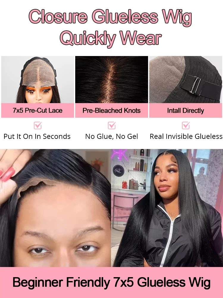 40 46 بوصة 7x5 غلويليس مستقيم الباروكات البرازيلي شعر الإنسان ارتداء والذهاب 13x4 13x6 HD الدانتيل الجبهة الباروكات للنساء 250 الكثافة