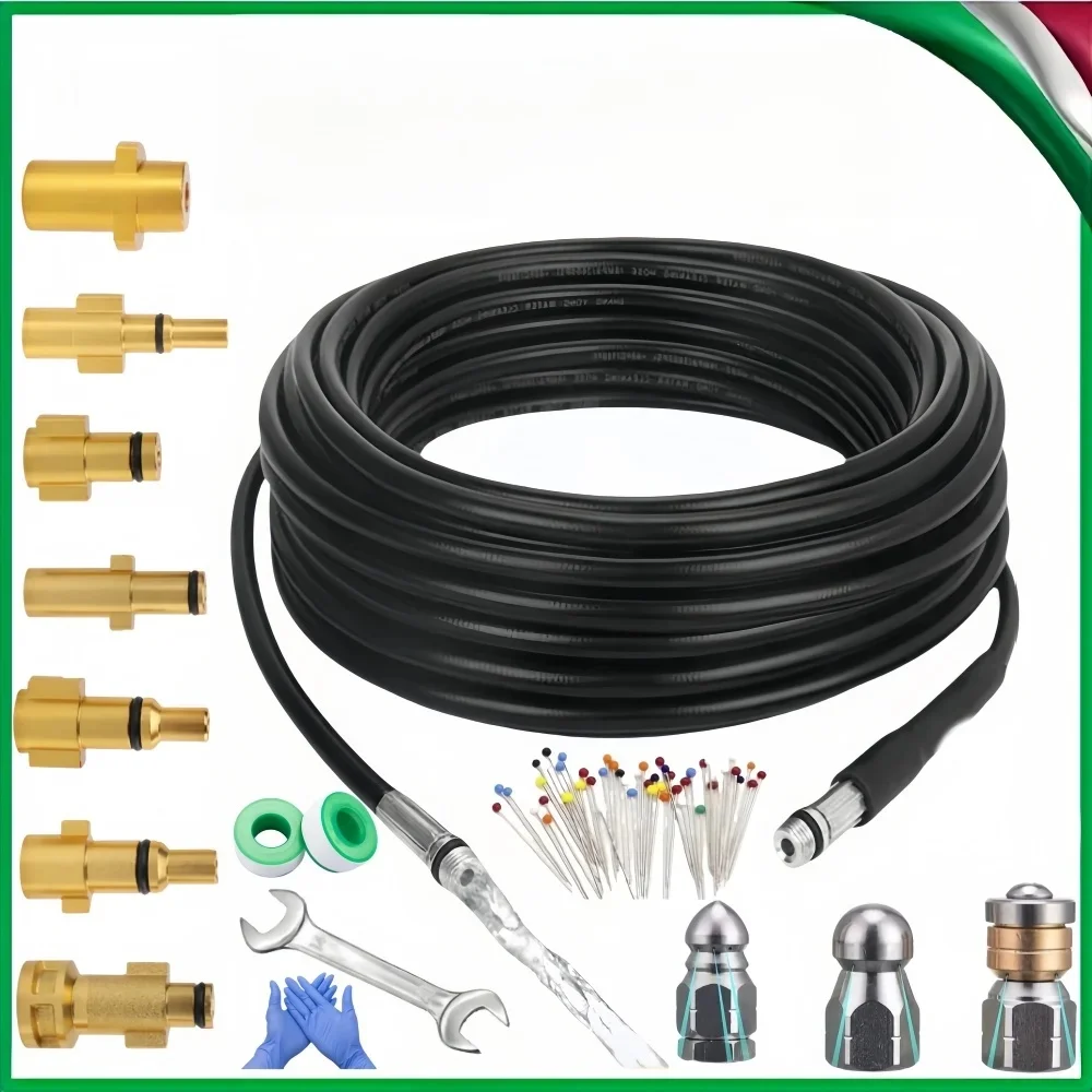 2-40m Hogedrukreinigingsmachine Slang Riool Drainage Reinigingsslang Pijpleiding Cleaner Kit Rioolreinigingsmondstuk voor Karcher - afbeelding 2