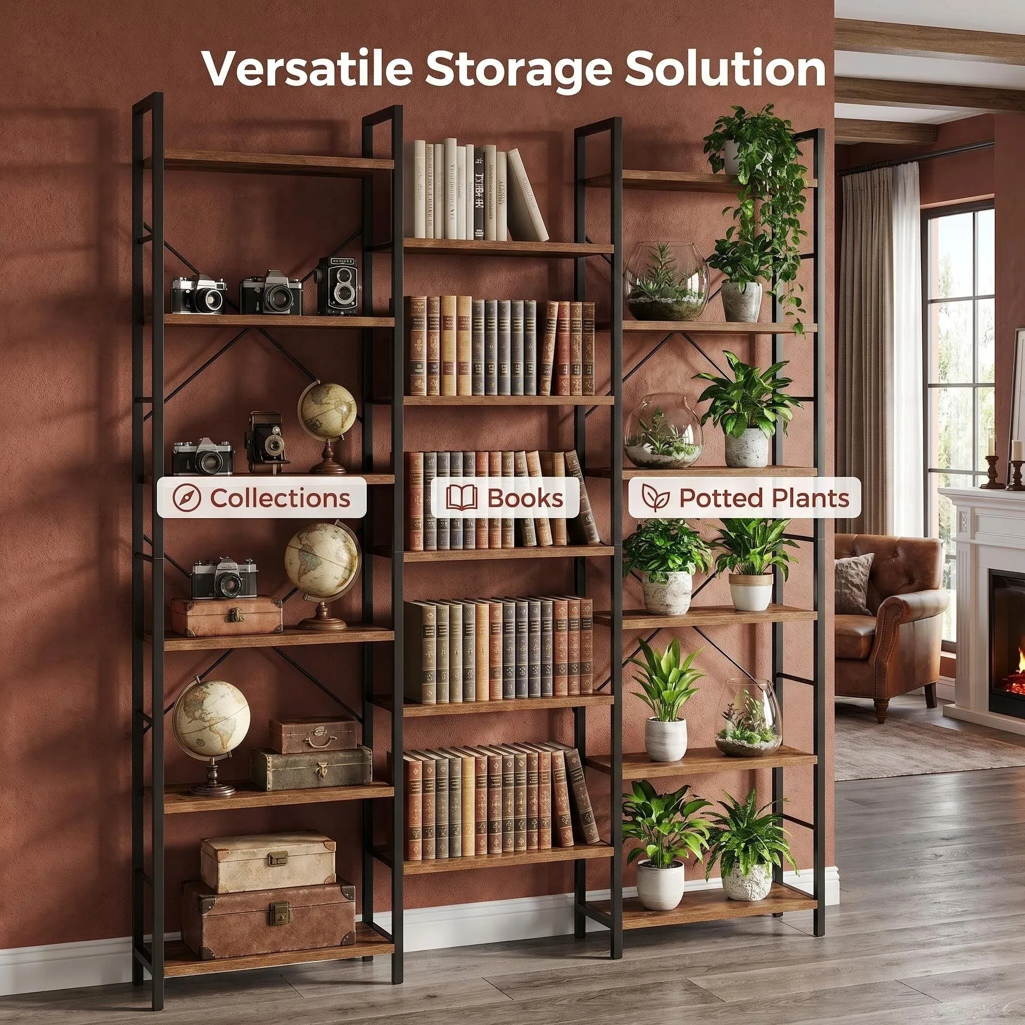 Librerie, scaffali autoportanti, scaffale con 17 ripiani, 6 livelli, distanza regolabile, 24 x 152 x 186 cm, capacità di carico 340 kg, li