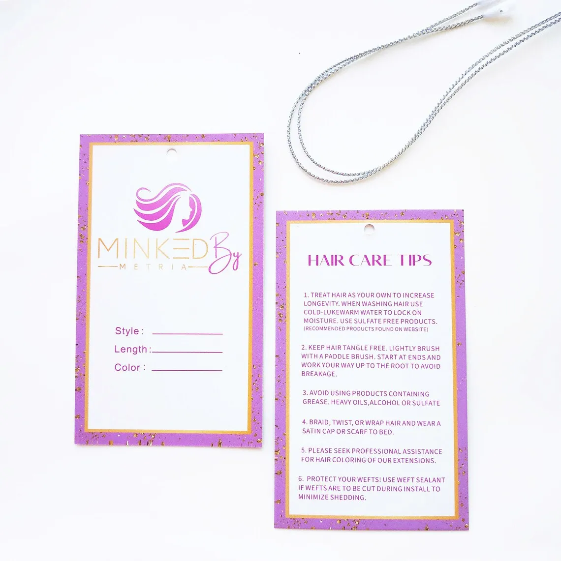 Customized 200pcs personalized logo paper hang tags for wig labels and custom logo hang tags