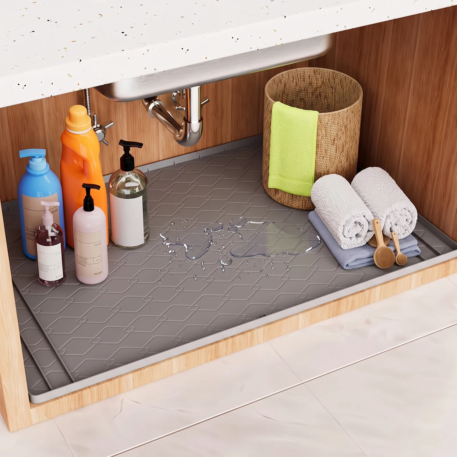Home Essentials Bathroom Cabinet - Силиконовый коврик под раковину, кухонные принадлежности,