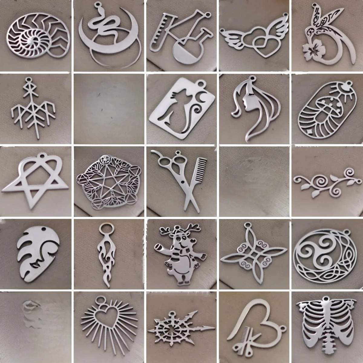 Breloques pendentif serpent/coeur/oiseau phénix/noeud de sorcière/étoile/feuille/feu en acier inoxydable, pour la fabrication de bijoux, boucles d'oreilles, accessoire de bricolage, 3 pièces