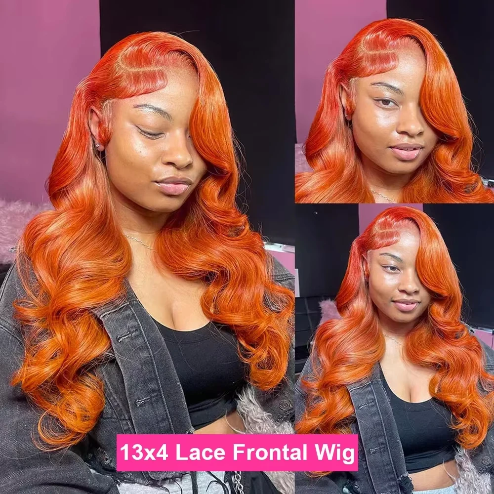 13x6 HD Lace Frontal Wig Ginger Human Hair Wig 13x4 HD Body Wave Human Hair Wigs 200 Density Brazilian Hair Wigs for black women