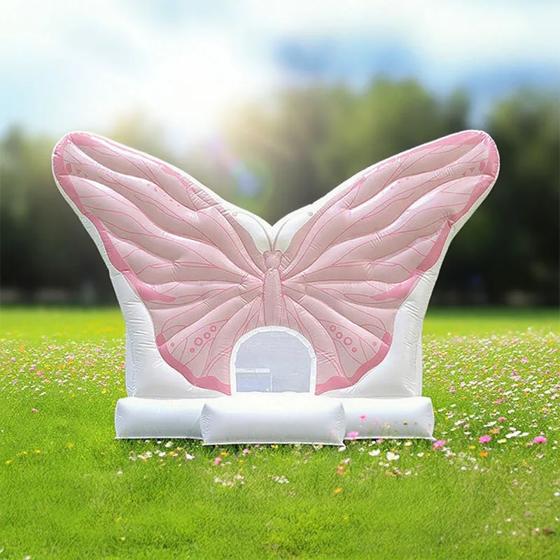 منزل حارس على شكل فراشة قابل للنفخ، قلعة صغيرة للأطفال قابلة للنفخ من مادة PVC هدية عيد ميلاد للأطفال الصغار، منزل ترتد أبيض، لعب ناعم