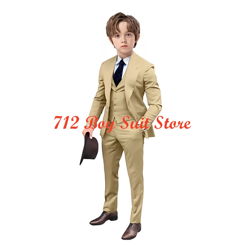 Wedding Kids Tuxedo Suit for Boys 3 Pieces Blazer Vest Pants Set Slim Fit Children Outfit