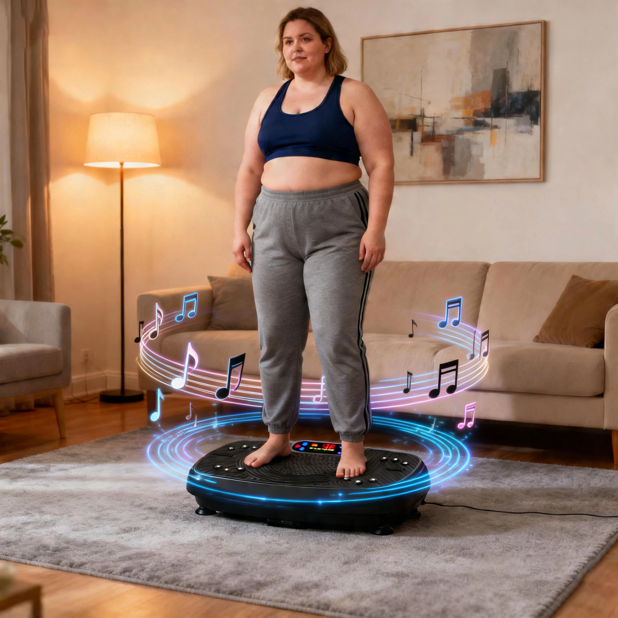 Máquina de ejercicios vibratoria negra con control remoto y dos bandas de entrenamiento, diseñada para bajar de peso y quemar grasa