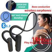 Bone Conduction Earphone Wireless Bluetooth 5.3 Deep Bass TWS Headphones Waterproof Noise Canceling Sports Headset with Mics