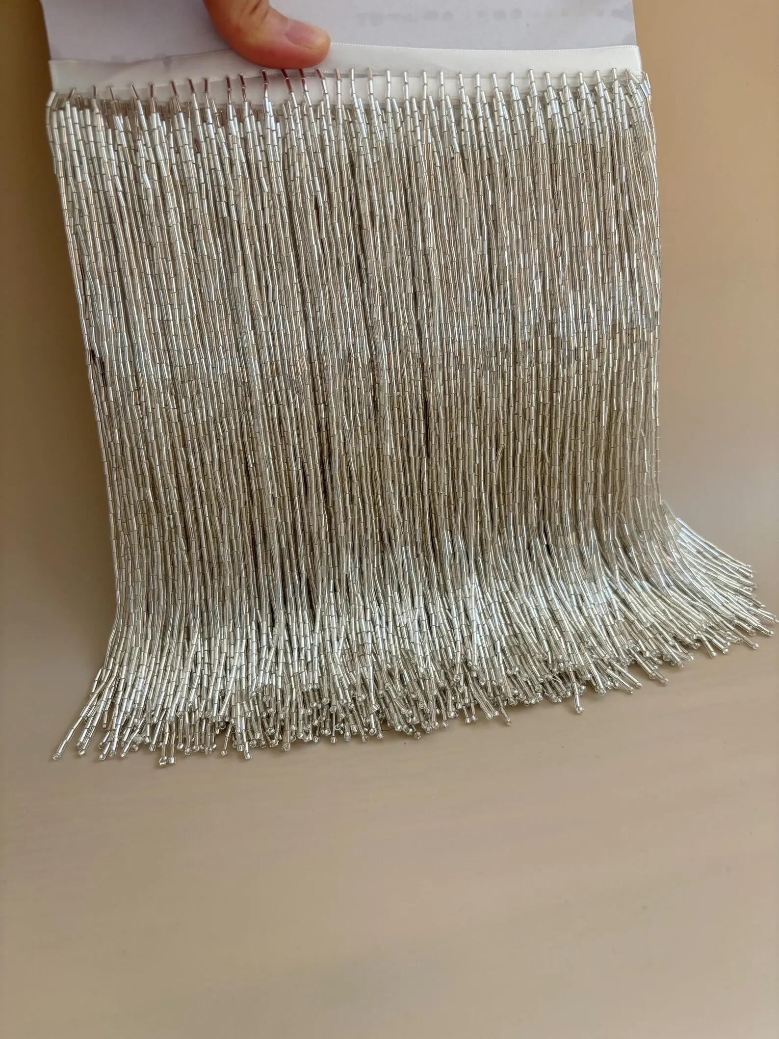 

Silver Bead Fringe Trim For Haute Couture Dance Costume, Party Decors Tassel Accessories Hair Costumes Wedding Dress Lace