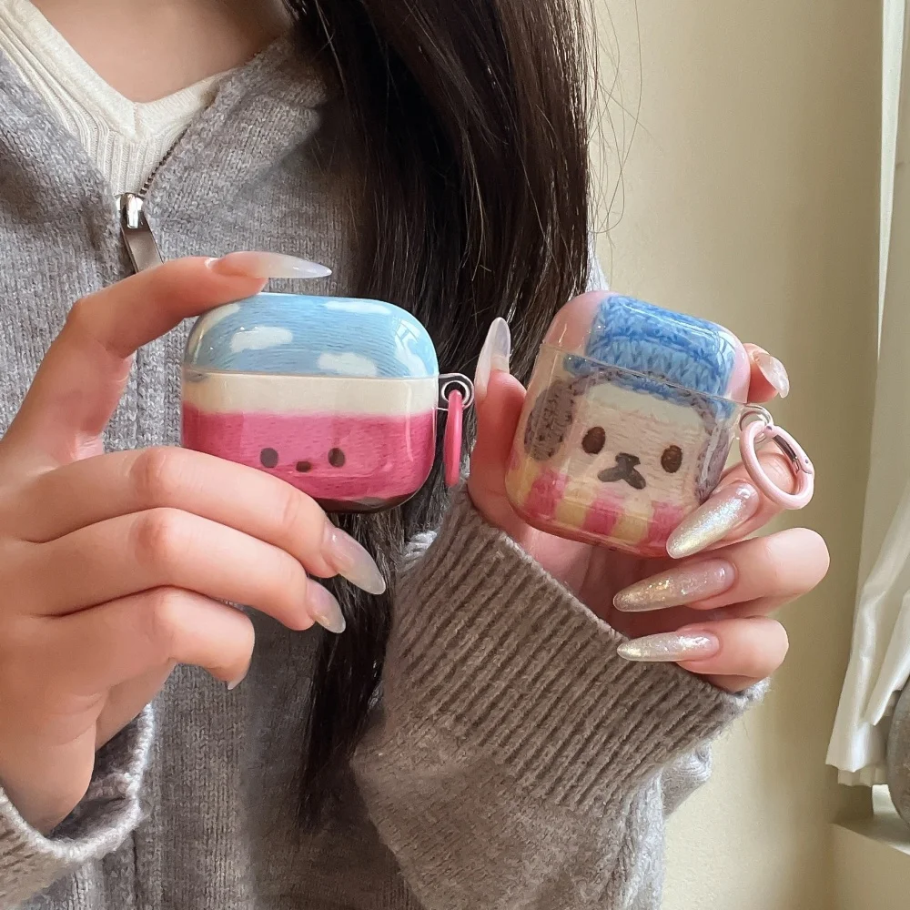 

Cute creative woven puppy headphone case for AirPros 4 3 2 Pro 2 3 Korean INS popular personality new shockproof protective case