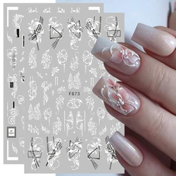 3D Charms Lace Flower Nail Stickers Mandala Leaf Black White Nails Art Polish Manicure Sliders Summer Tattoo Tools BEF864-873