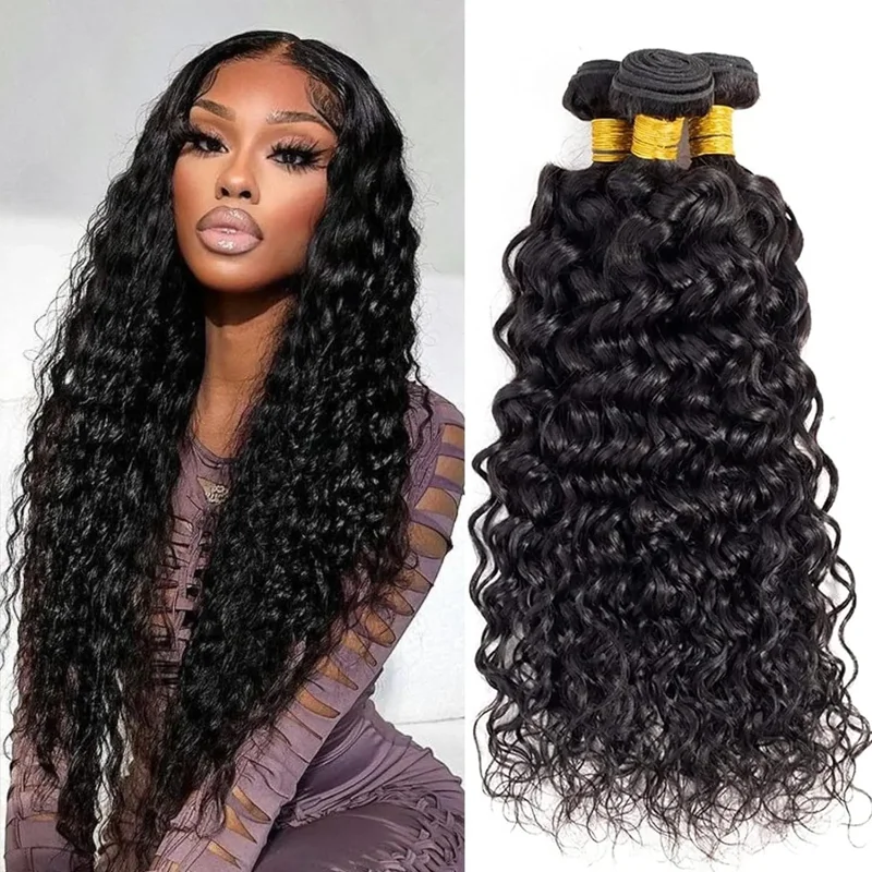 Deep Wave 3 Bundles Brazilian Human Hair 100% Unprocessed Human Hair Wet and Wavy Bundles Deep Curly Weave Human Hair Extensions