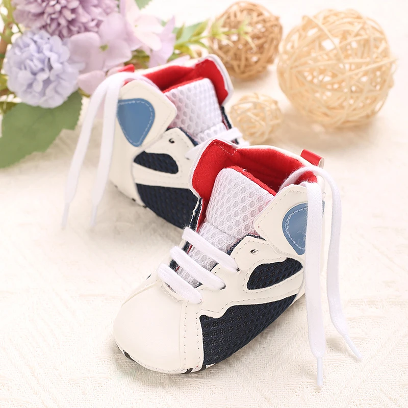 Baby Boys Girls High Top Sneakers Soft Soles Anti Skid Infant Ankle Shoes Toddler Prewalker First Walking Crib Shoes