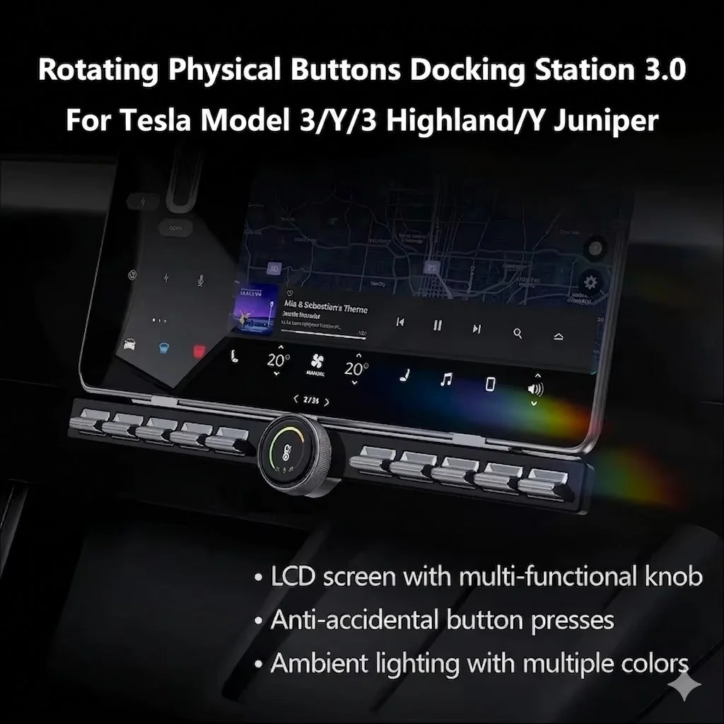 

Upgrade 3.0 Custom Rotating Physical Buttons for Tesla Model 3 Highland for Y Juniper Center Console Control Switch SWC Buttons