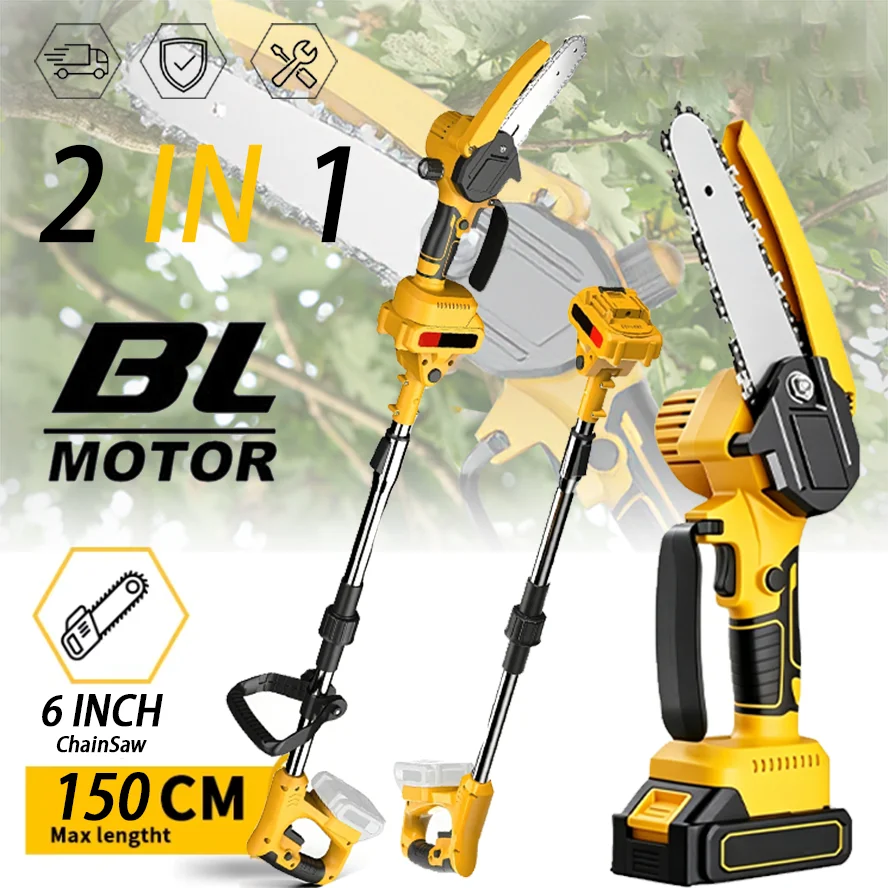 6-Zoll Bürstenlose Teleskop-Elektrokettensäge für hohe Äste, Gartenpflegewerkzeug für Makita 18V Akku