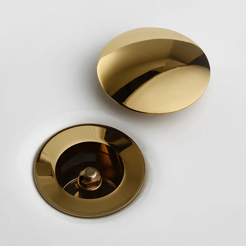 Bagnolux 광택 골드 세면대 싱크대 배수구, 부식 방지, 청소 쉬운 팝업 버튼, 둥근 구멍 욕실 호텔 배수구 