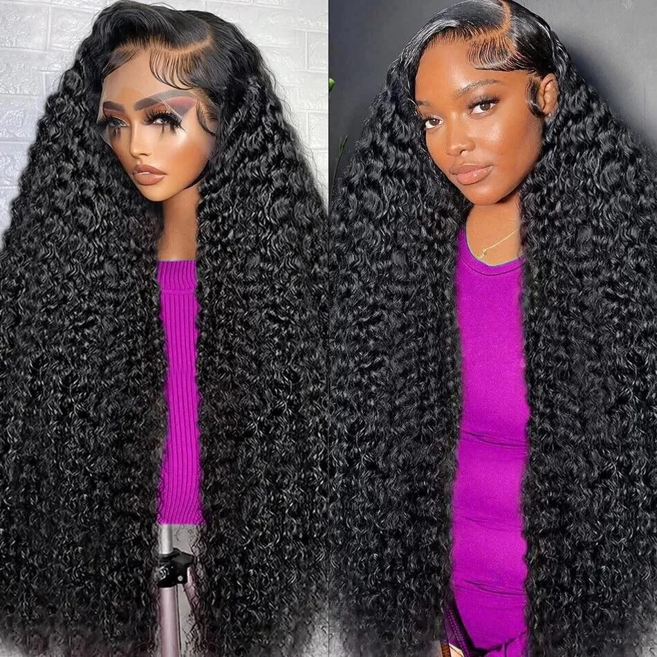 300 % Dichte 36 Zoll 13x4 13x6 HD Lace Front Perücken Burmesische lockige Echthaarperücken Pre Pluck Deep Wave Lace Frontal Perücken für Frauen