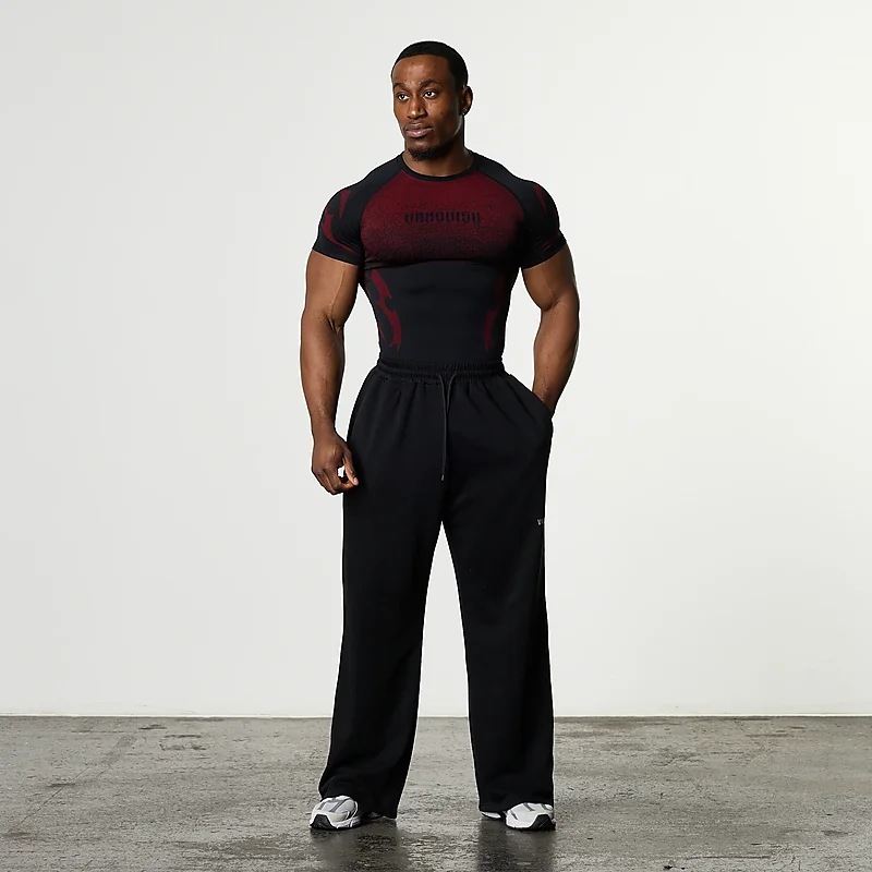 Herren Flammen-Farbverlauf Kompressions-Gym-T-Shirt Schnelltrocknend Atmungsaktiv Hochelastisch Slim Fit Athletisches Lauf- und Trainings-Sportshirt – Detail 11
