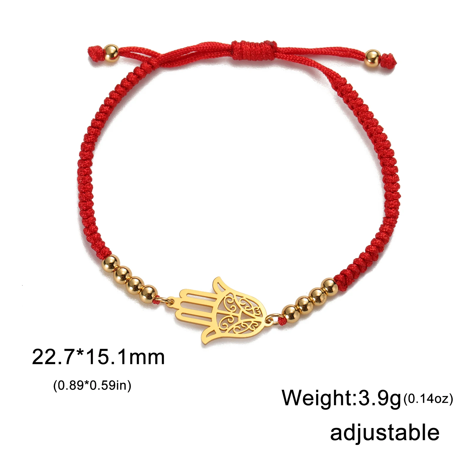 LIKGREAT Classic Hand of Fatima Adjustable Bracelets Lucky Amulet Hamsa Spiritual Jewelry Stainless Steel Men Women Wiccan Gift