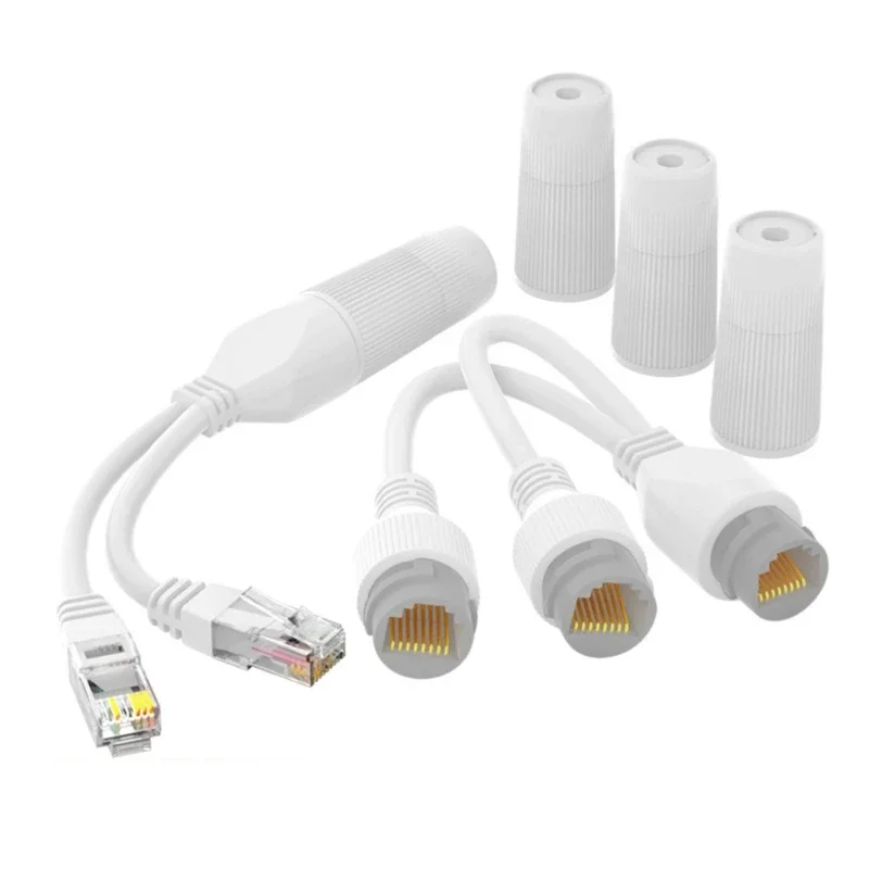 Waterdichte Verbeterde Poe Splitter 2-In-1 Netwerk Bekabeling Connector 1 Naar 2 Weg Rj45 Connector Adapter Voor Beveiliging Camera Installeren - afbeelding 2