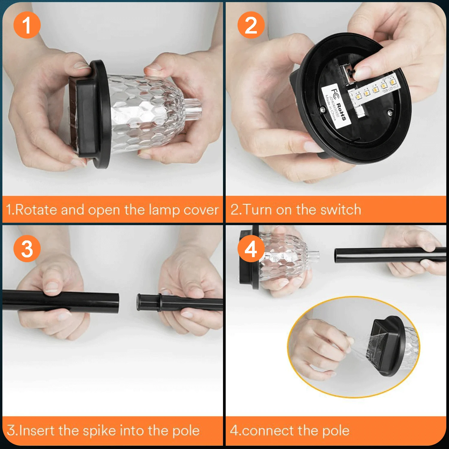 Solar Pathway Lights Outdoor 6 Pack, RGB Color Changing, Led Solar Lights for Waterproof, Solar Landscape Path Lighting for Yard