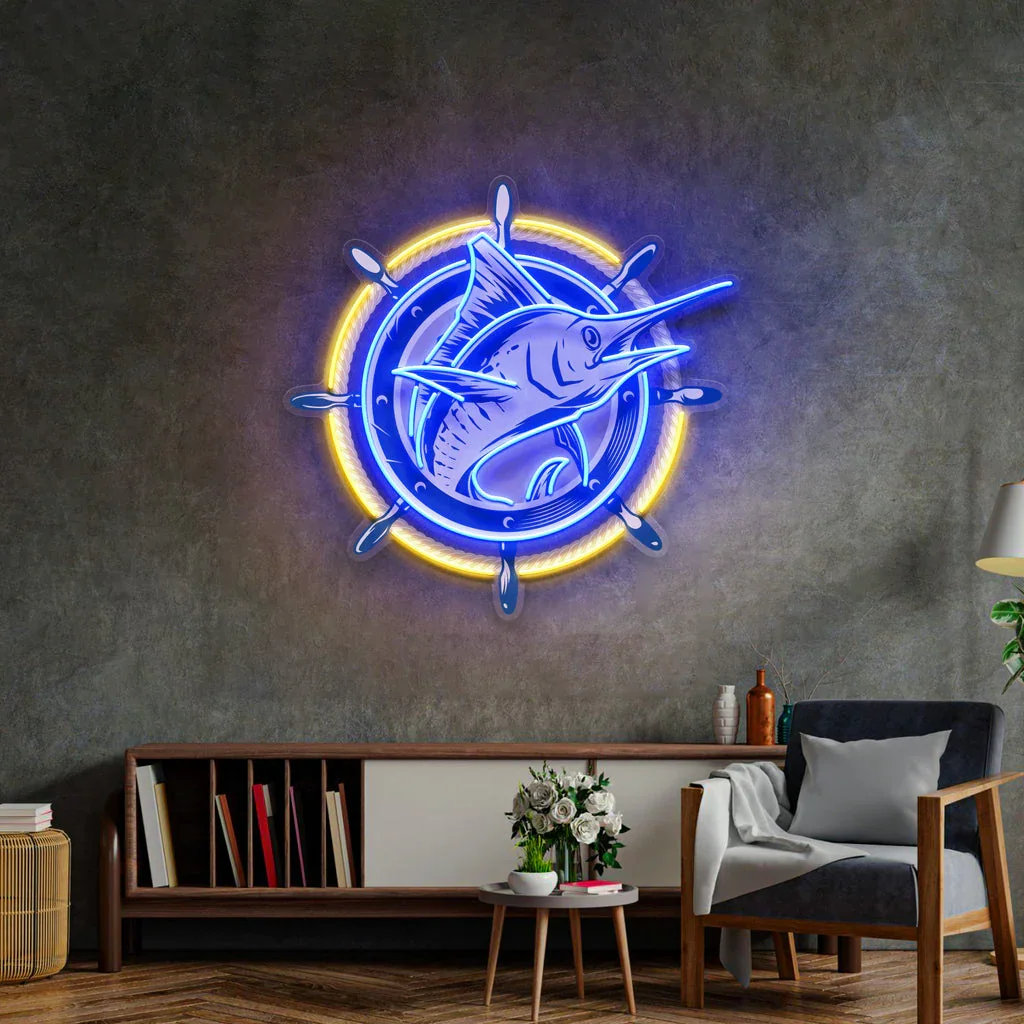 Anime Fish Neon Sign Bar Beer Wall Art Decor Personalized Sign Bedroom Night Sign for Home Living Room Game Room Kids Birthday