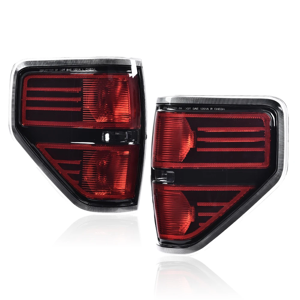 

Tail Lights Fit for 2009-2014 Ford F150 Pickup Svt Raptor Rear Brake Lamps Without Bulbs Black Left & Right Side (Not Fit Led Model)