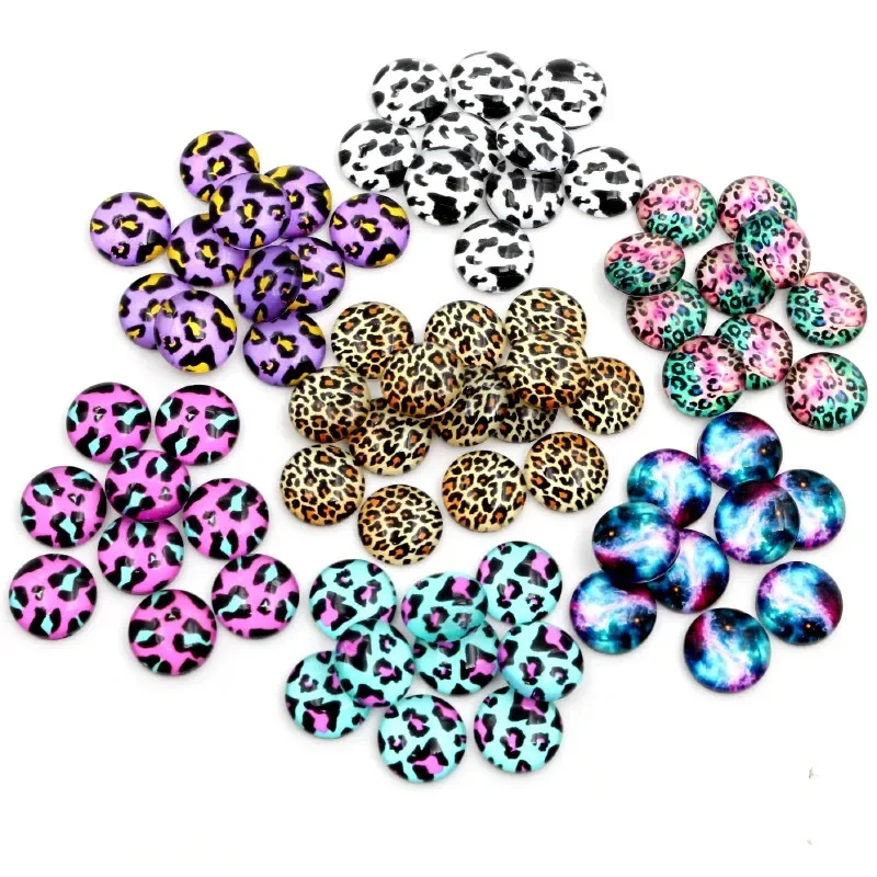 Gorąca sprzedaż 8mm 10mm 12mm mgławica Leopard ręcznie robione szklane Cabochons wzór Domed biżuteria akcesoria akcesoria — zdjęcie 2