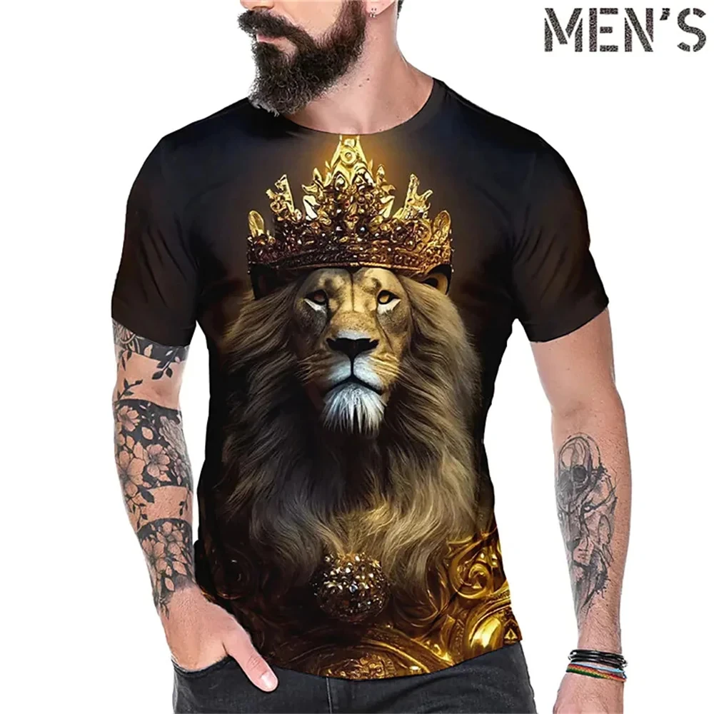 Camiseta Vintage de verano para hombre, camisa con estampado de León y Jesús, moda clásica, Tops deportivos, ropa de gran tamaño