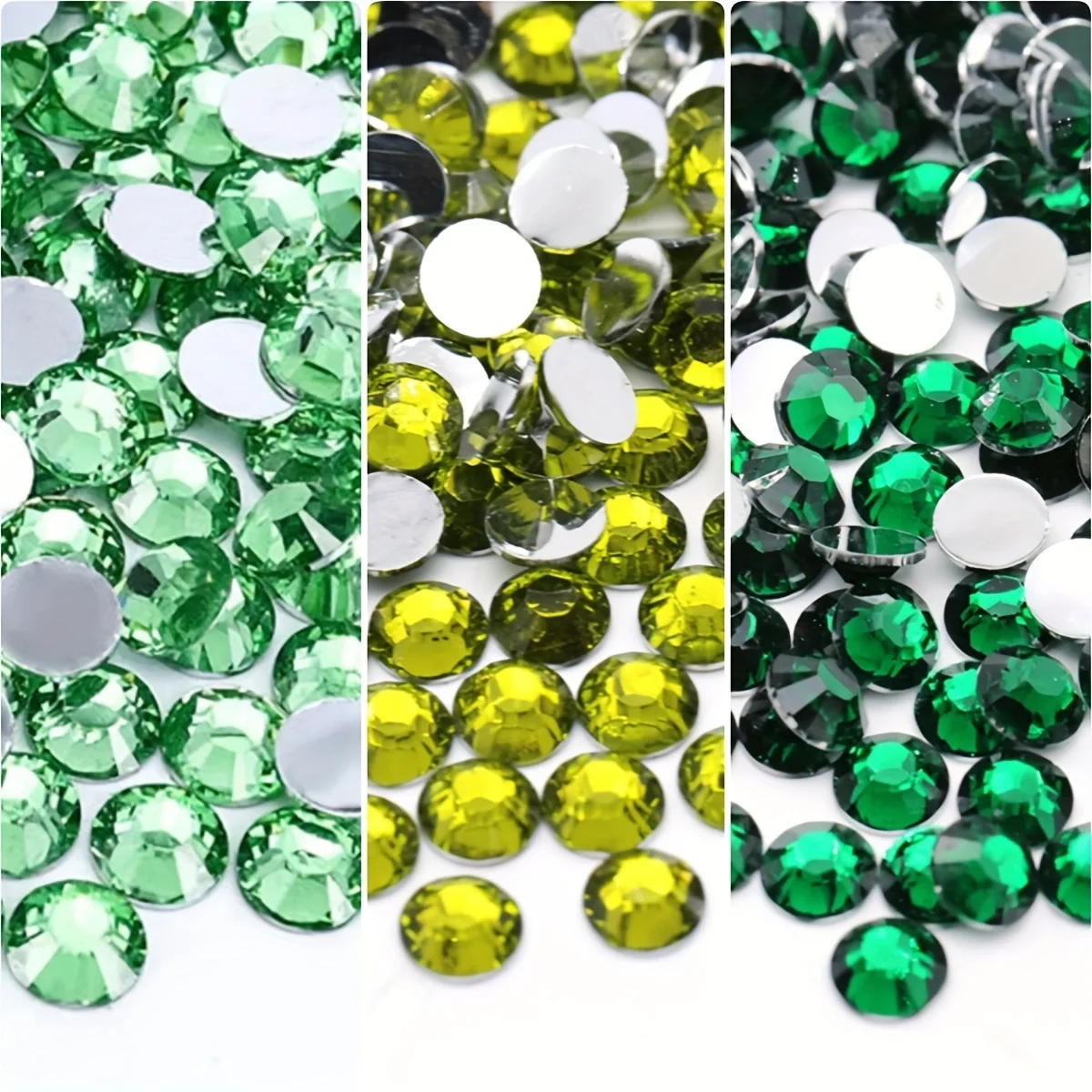 Resin Rhinestones Silver bottom Green Series 2-6mm Non Hotfix Flatback Rhinestone For Nail Art Garment Decoration DIY