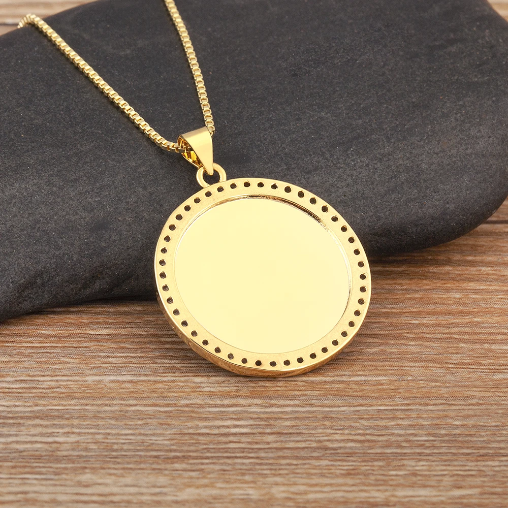 Nidin High Quality Religious Style Inlaid Crystal Zircon Pendant Necklace For Women Virgin Mary Believer jewelry Party Gifts