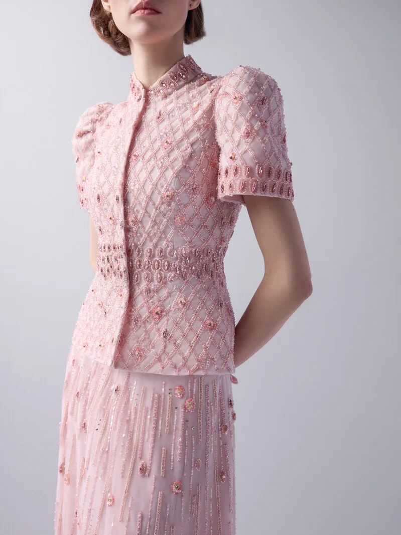 Sharon Said Dubai Elegantes Rosa Abendkleid mit Zwei Kristallen für Damen Hochzeit Formelle Party-Robe SS546 Maßanfertigung – Detail 6