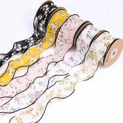 9 Yards 50MM Plants Flowers Snow Veil Kao Edge ribbon DIY Handmade Materials For Crafts Decoration Hair Bows Crafts Gifts fabric