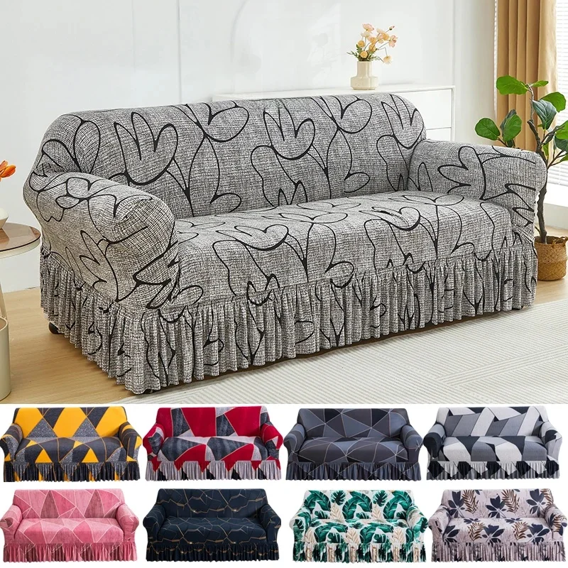 Stretch bloemen bankhoes bankhoezen wasbare meubelbeschermer voor honden hoekbank rok 1/2/3/4 zits bank hoezen