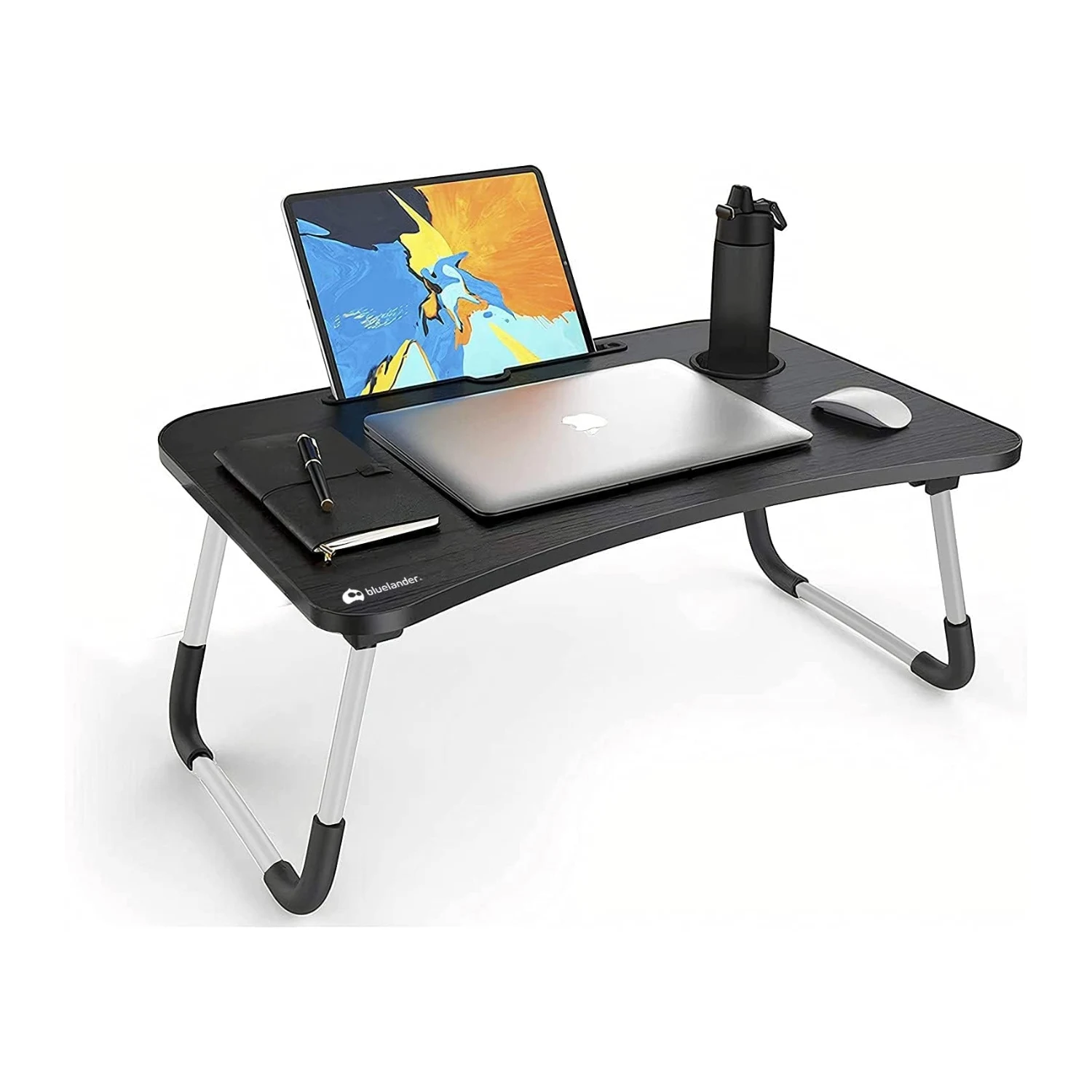 Bluelander Mesa Plegable para Laptop de Madera, Escritorio para Cama Portátil, Soporte para Laptop, Mesa de Cama para Laptop, Resiste Gran Peso y Amplio Espacio para Desayuno y Trabajo