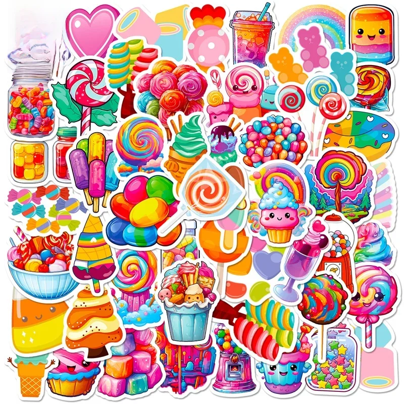 Autocollant en PVC pour Scrapbooking, mignon arc-en-ciel, bonbons colorés, décoration colorée, papeterie esthétique coréenne, fournitures scolaires pour enfants, 10/30/50 pièces