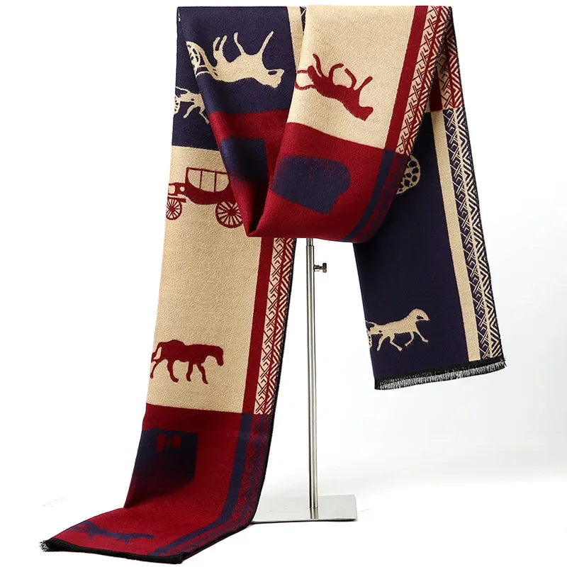Herren Herbst Winter Pferd Muster Schal Luxus Gentleman Kaschmir fühlen Schall dämpfer Student