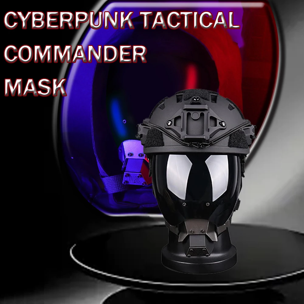 

Tactical Commander Mask Cyberpunk Full Face Cosplay Breathable Mask Double Sided Detachable Anti-fog Lenses Punk Protective Gear