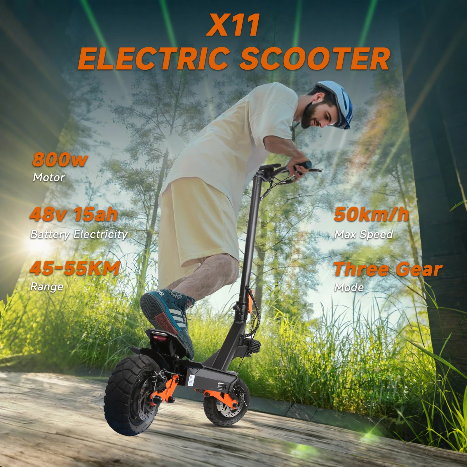 SUNNIGOO الكبار E-سكوتر 800 واط فرش السيارات 48V15AH بطارية ليثيوم قابلة للطي سكوتر كهربائي 10 بوصة الإطارات على الطرق الوعرة Escooter #3