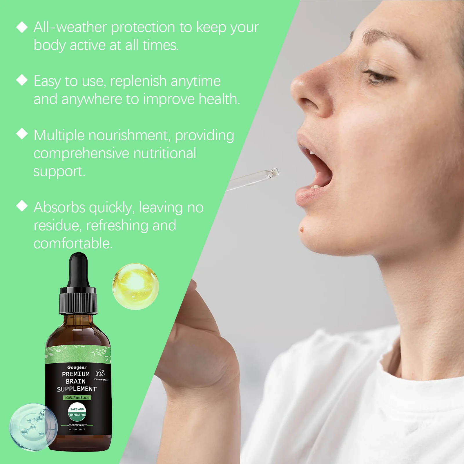 Googeer 60ml Vitamin B Complex Liquid Dietary Supplement Promotes Bone Health Improves Nutritional Balance Strengthens Vitality - Image 2