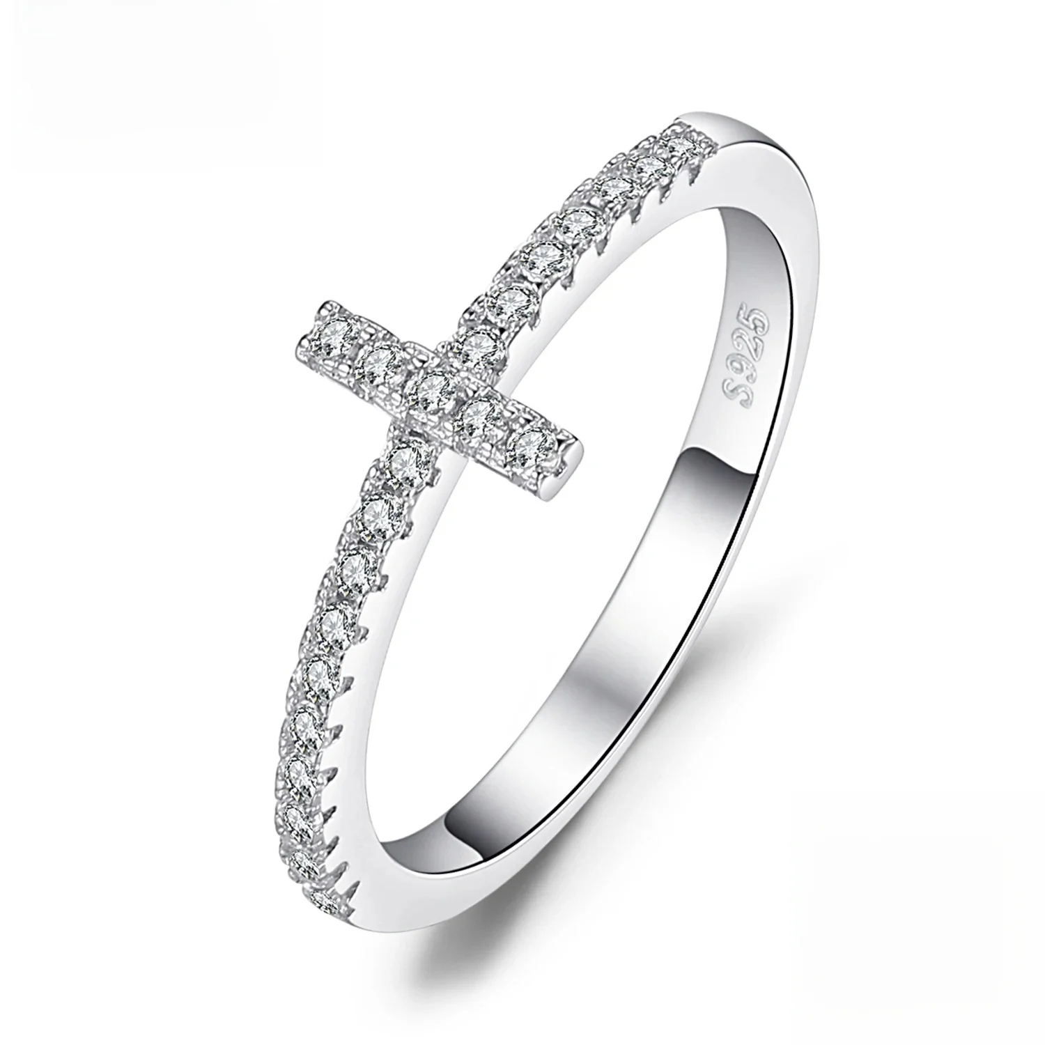 JewelryPalace Cross Sideway Klasyczny design 925 Sterling Silver Ślubny pierścionek zaręczynowy dla kobiety Moda Drobna biżuteria — zdjęcie 2