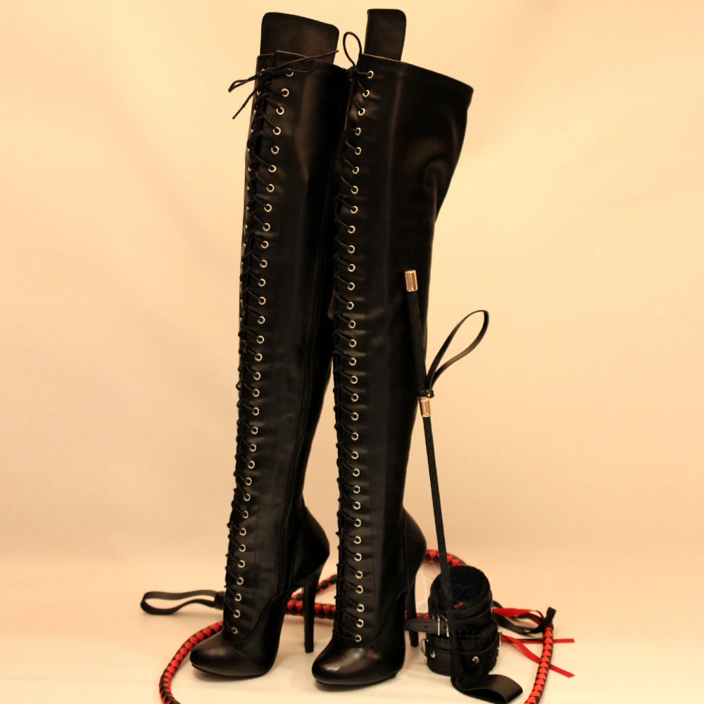 5 Inch High Heel Thigh High Round Toe Stiletto Classic Vintage Fetish Boots Size36-46 Jialuowei