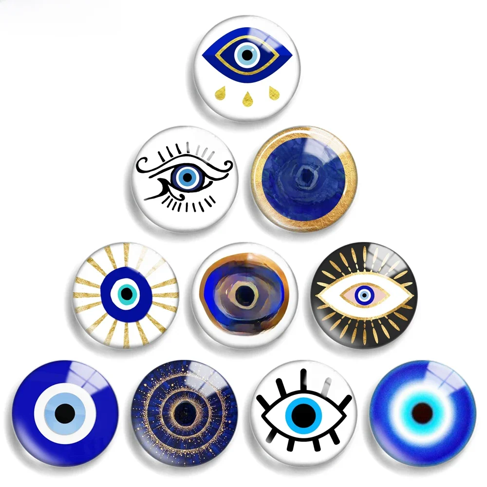 10mm 12mm 20mm 25mm 30mm 40mm 818 Blue Eyes Mix Round Glass Cabochon Jewelry Finding 18mm Snap Button Charm Bracelet — zdjęcie 2